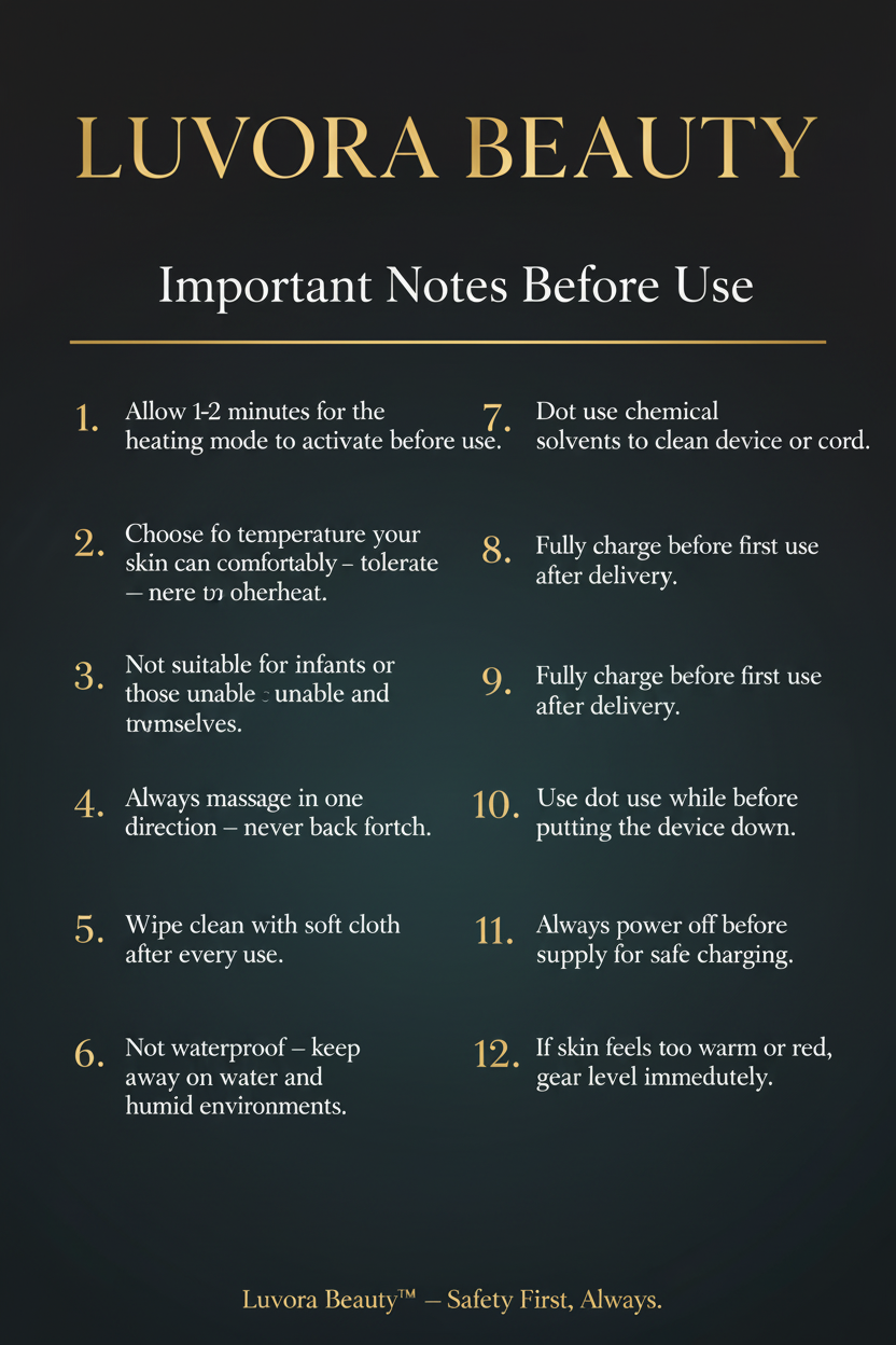 Luvora Beauty Notes Before Use Fixed